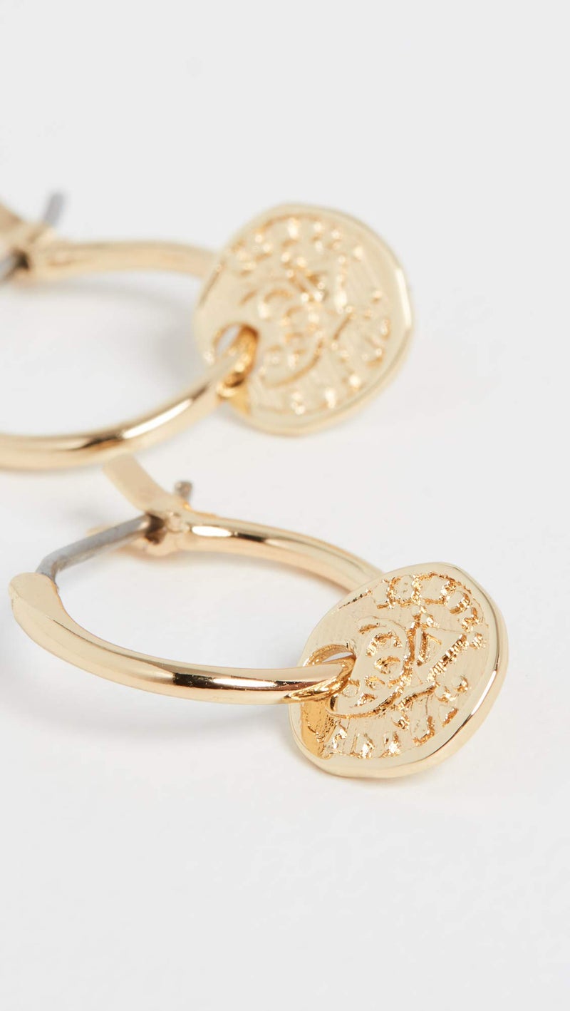 gorjana - Ana Coin Huggies 1/2" Diameter - Coin Charm -Surgical Steel Hinge Closure - Timeless Shine and Durability - Elegant and Versatile Design - Image 2